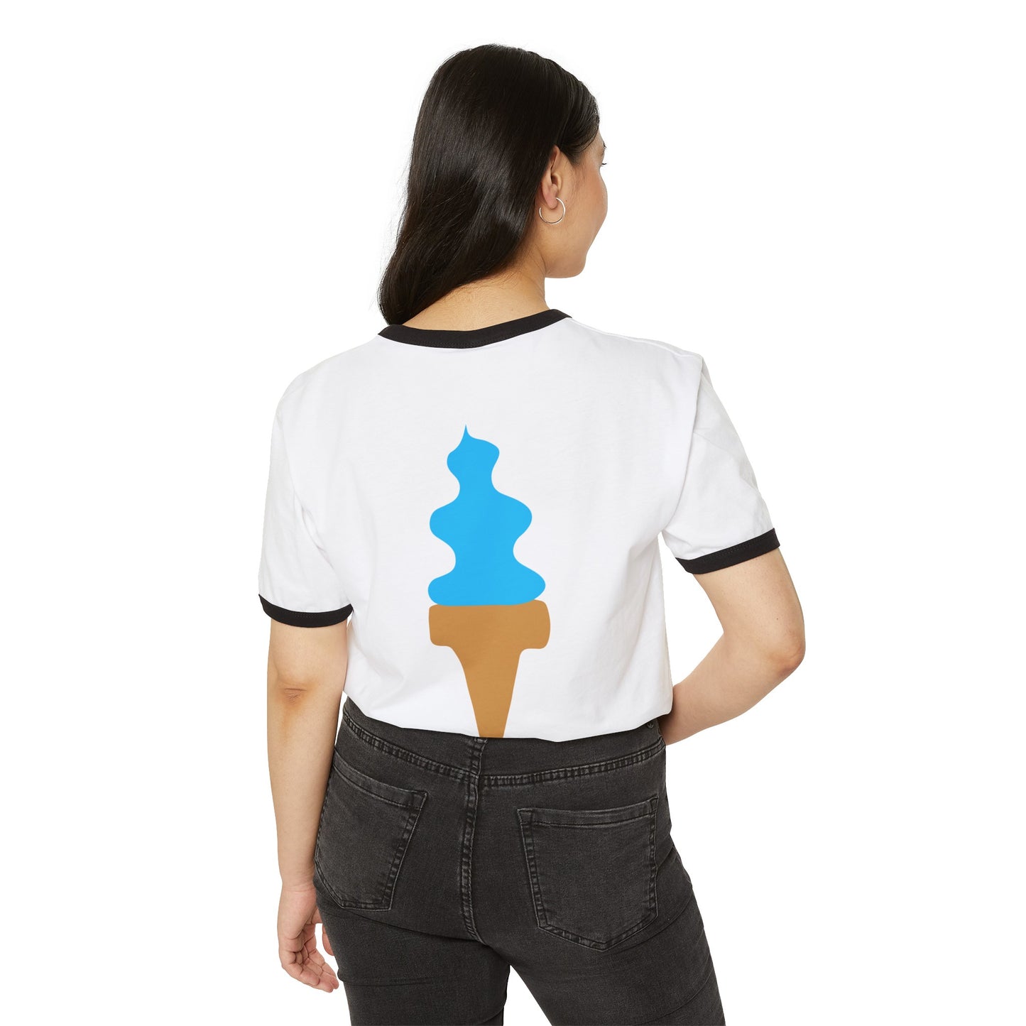 Yum Snacks: Soft Serve Ice Cream Cone Unisex Cotton Ringer T-Shirt Amusement Park Streetwear